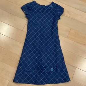 Darcy Brown London girls cotton wool blend lined blue dress